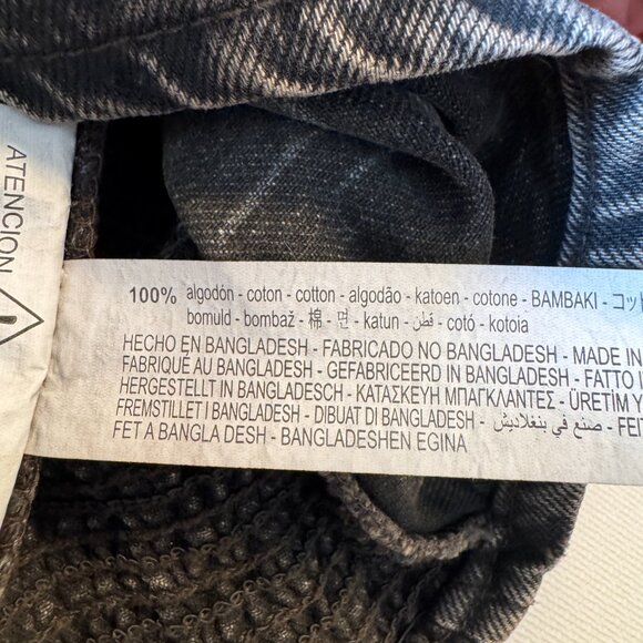 Zara Cropped Adjustable Buckle Top Small Black Denim Smocked Edgy Grunge - Picture 9 of 9